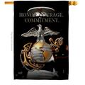 Angeleno Heritage 28 x 40 in Honor Courage Commitment House Flag w/Armed Forces Marine Corps Dbl-Sided Vertical Flags AN578946